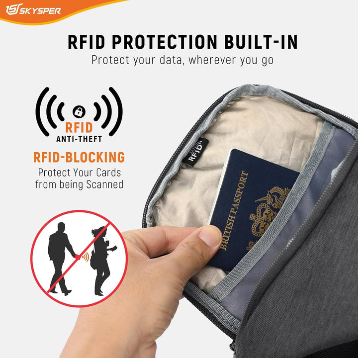SKYSPER Schultertasche Brusttasche RFID Sling Bag Herren Leichte Umhängetasche Anti-Diebstahl Crossb