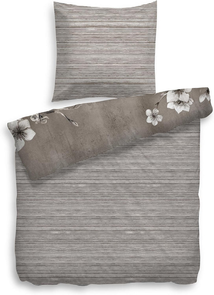 Heckett Lane Bettwäsche 100% Baumwolle Chris 135x200 (80x80) Taupe