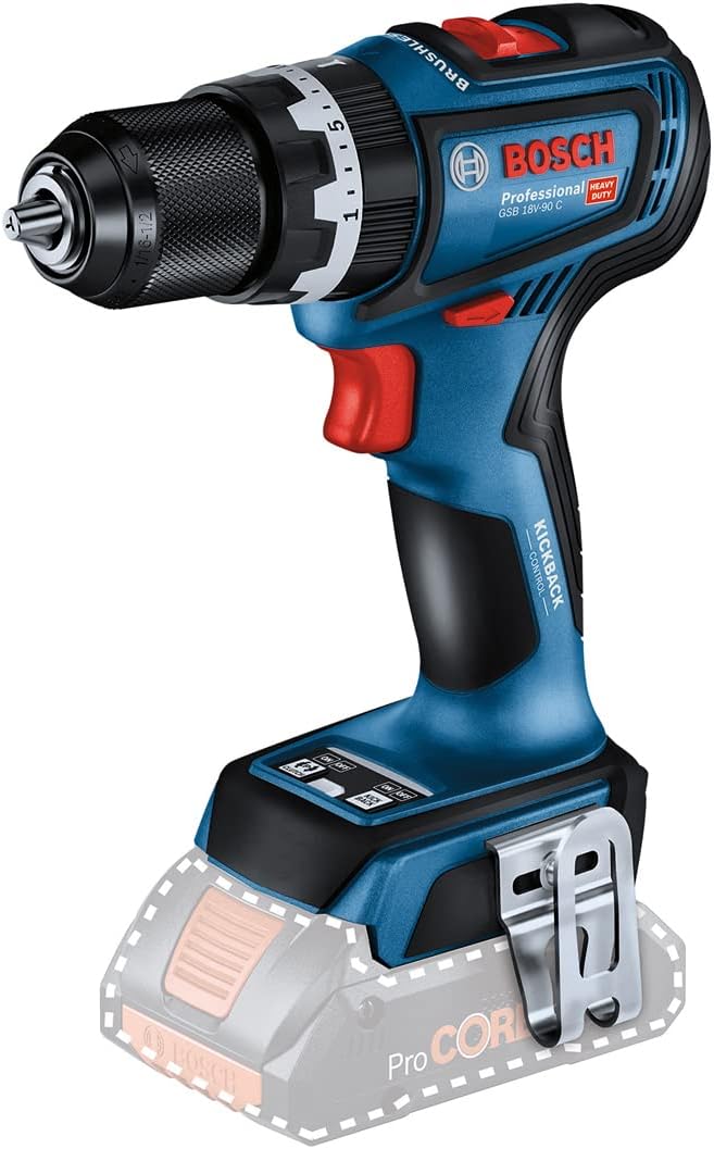 Bosch Professional 18V System Akku Schlagbohrmaschine GSB 18V-90 C (ohne Akku/ Ladegerät) ohne Akkus
