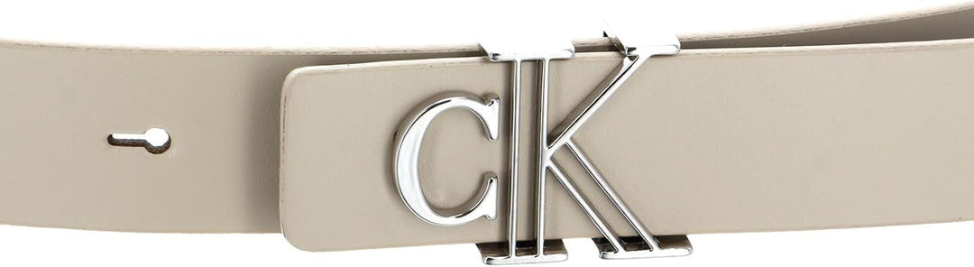 Calvin Klein CKJ Monogram Minimal Mono Hardware Belt 25MM W80 Eggshell