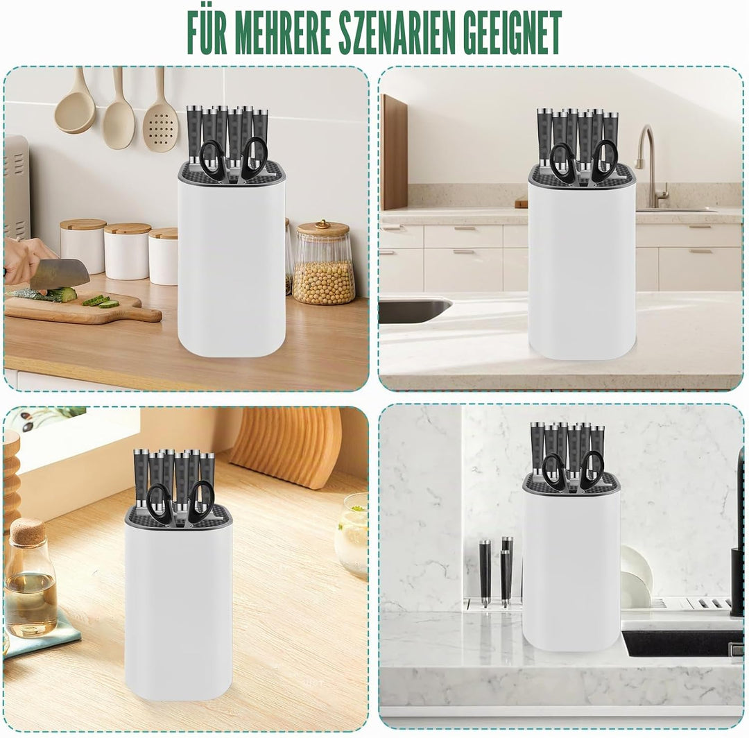 Messerblock ohne Messer Universal - Weisser Messerhalter | Küchenmesser Organizer für Alle Messertyp