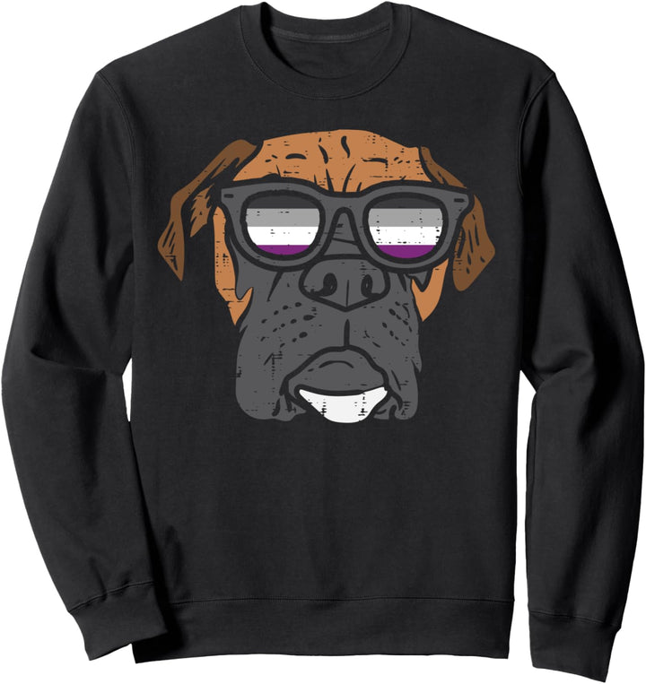 Boxer Dog LGBTQ Asexual Flag Ace Pride Ally Dog Lover Sweatshirt