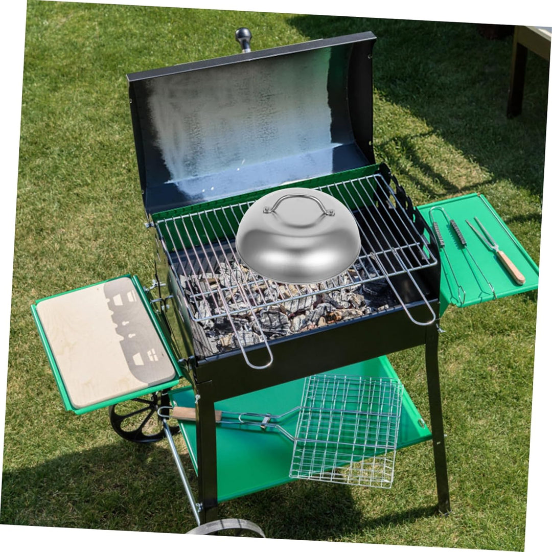 Kisangel Grillabdeckung Aus Edelstahl Runde Abdeckhaube Für Kochen Im Freien Metall-topfdeckel Zum B