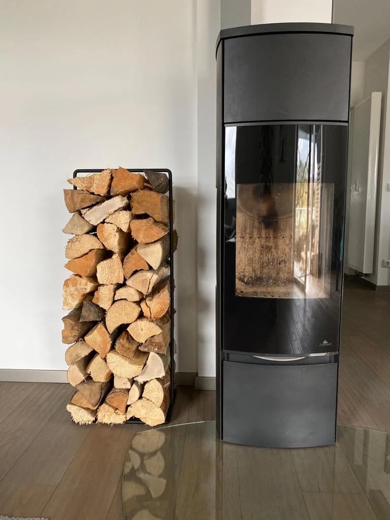 Homemetall Brennholzständer/Kaminholzregal aus Vollstahl | Schwarz-Matt oder Industrie-Optik | edel,