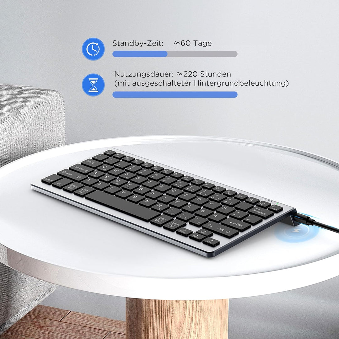 CACOE Deutsche Bluetooth Tastatur Kompatibel Mit iPad A16/10/iPad Air/Pro Tastatur Kompatibel Mit IO