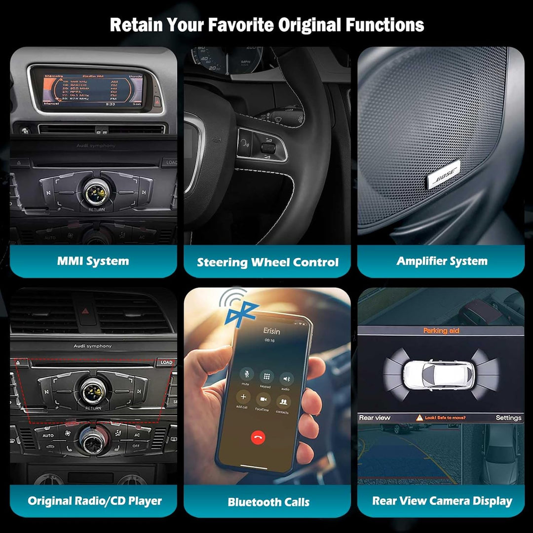 Erisin Qualcomm 8-Kern 4GB+64GB Android 14 1 Din Autoradio Bluetooth Für Audi Q5 2009-2016, 8,8 Zoll