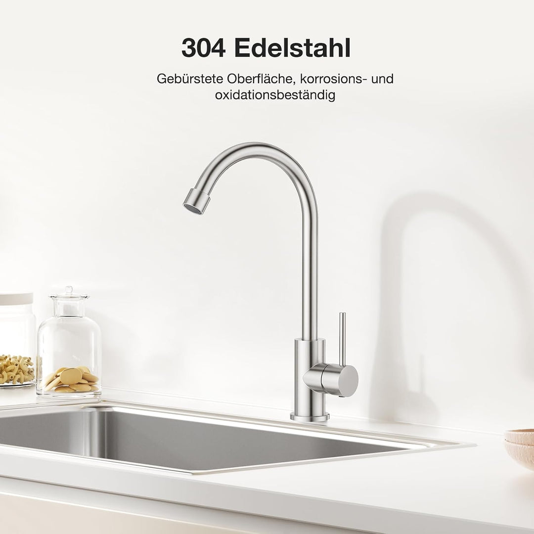 Faustina Kaltwasserhahn Küche, Wasserhahn Armatur Küche nur Kaltwasser, Küchenarmatur Spültischarmat