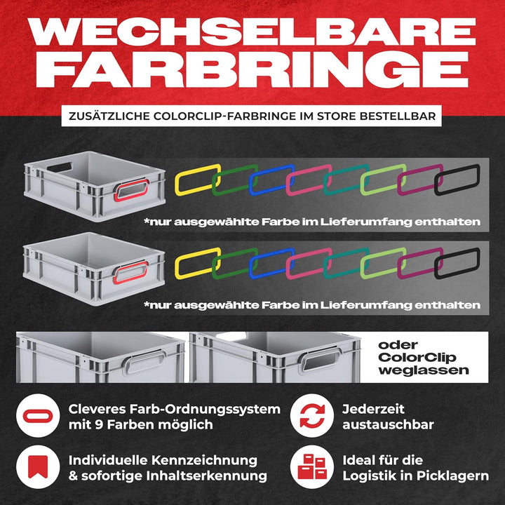 aidB Eurobox NextGen 2.0 - 600x400x320mm - Stapelbare 65L Kunststoffbox mit geschlossenen Griffen -