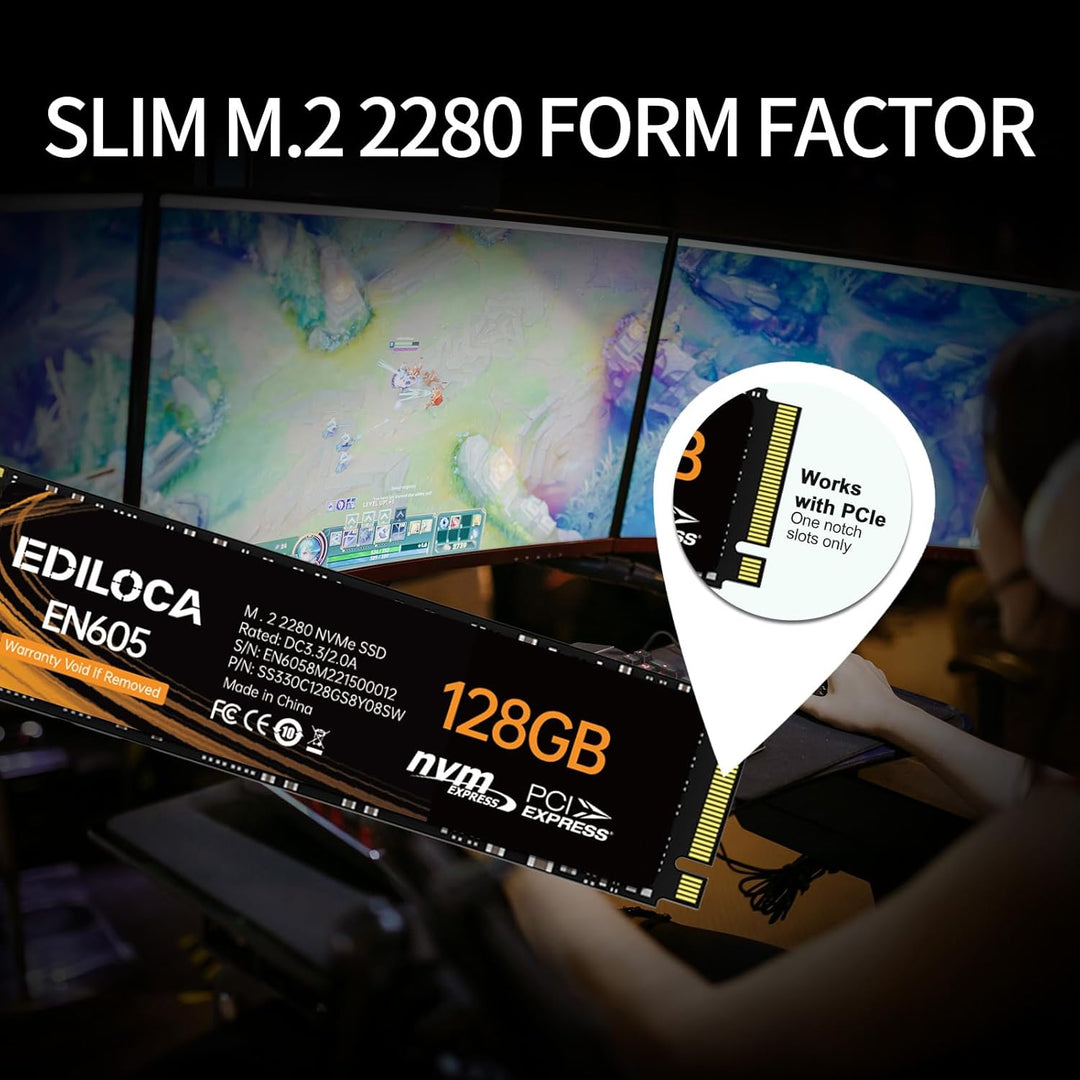 Ediloca M.2 SSD NVMe PCIe Solid State Drives Interne SSD (2150MB/s, 128GB) 128GB 2150MB/s, 128GB 215