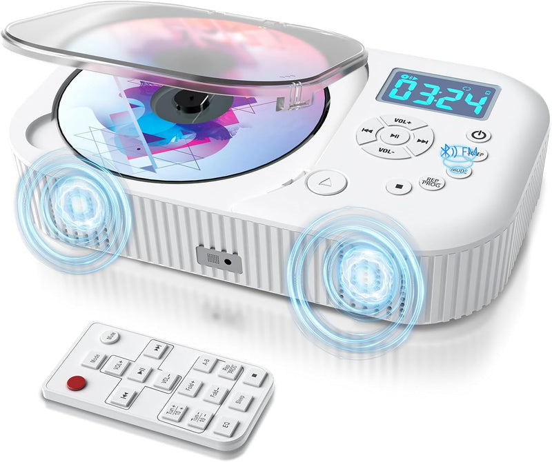 MONODEAL CD Player Tragbar, Tragbarer CD Player mit Zwei Stereo Lautsprechern und Bluetooth & Radio,