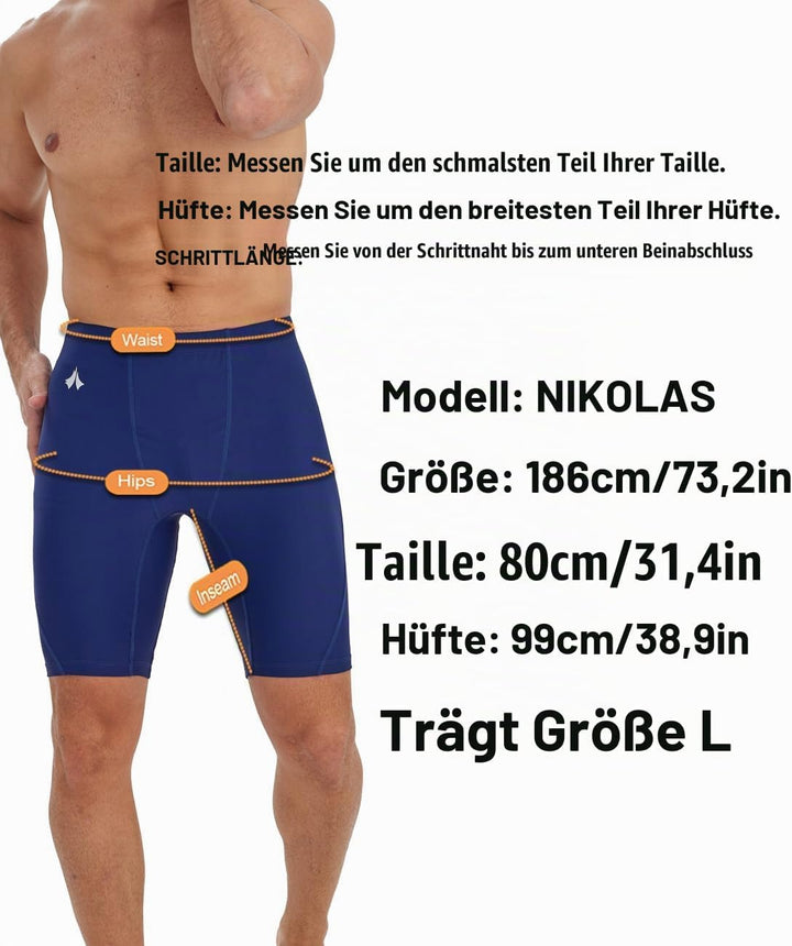Herren Jammer Badehose Schnelltrocknende Schwimmhose mit V-Schnitt Training Wettkampf Badeanzug Dunk