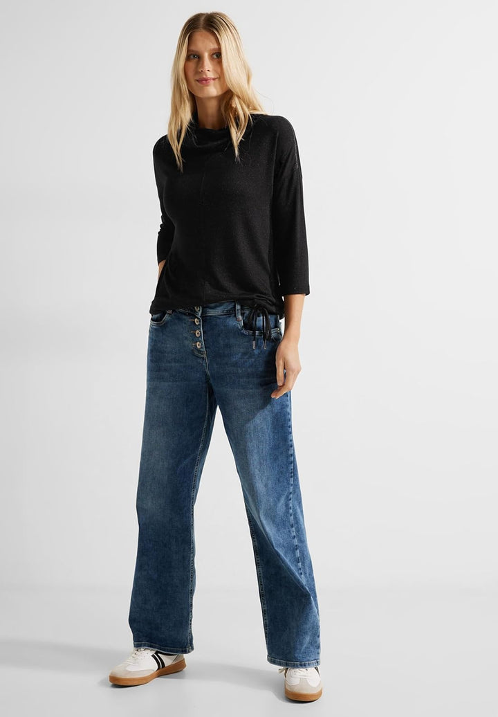 Cecil Damen T-Shirt 3/4 Arm XXL Schwarz, XXL Schwarz