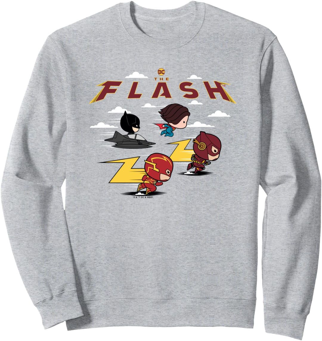 The Flash Movie Batman Supergirl Chibi in the Sky Sweatshirt