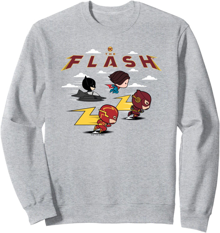 The Flash Movie Batman Supergirl Chibi in the Sky Sweatshirt