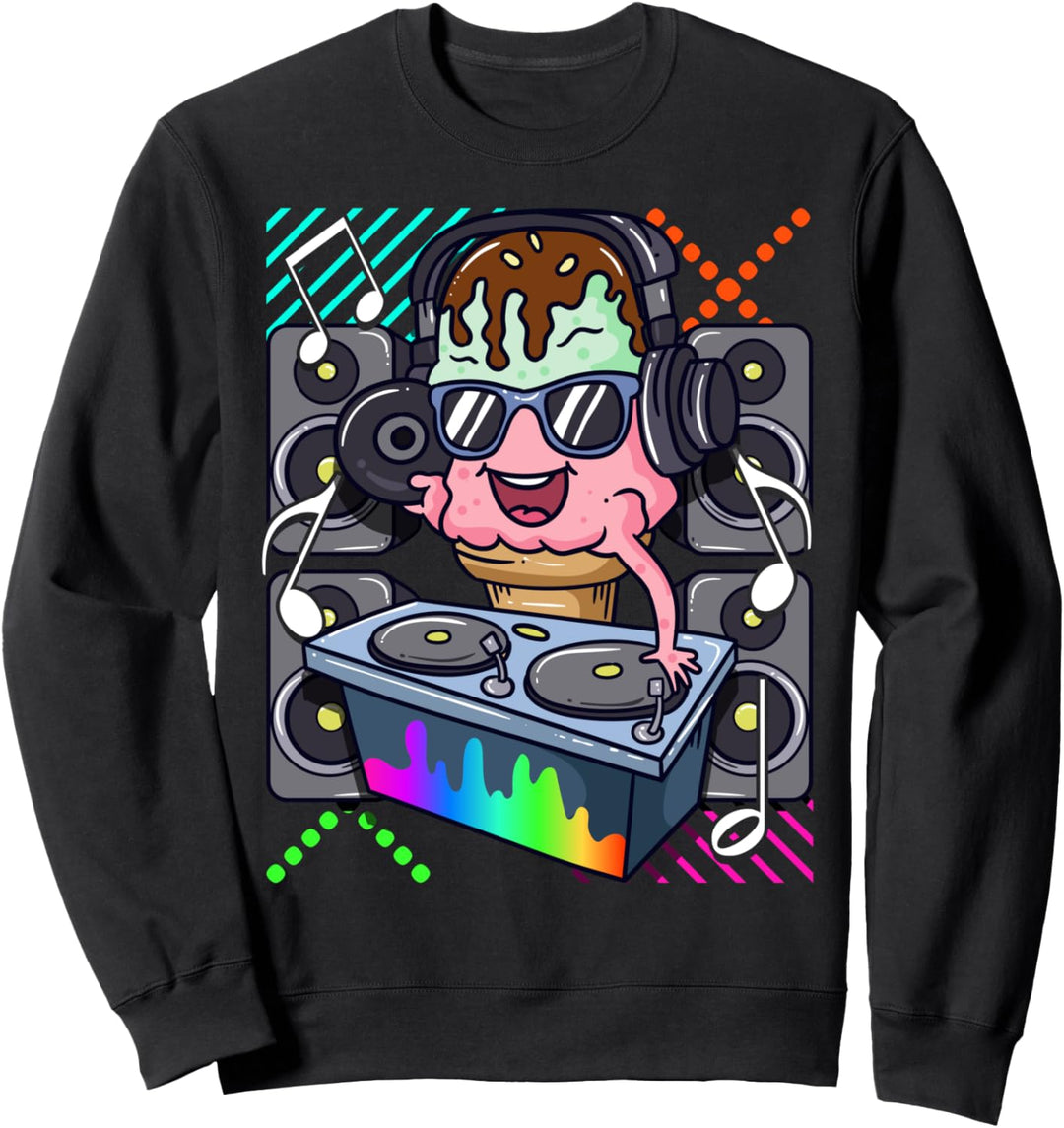 Eis DJ Dance Music Plattenspieler Hip Hop Rap House Sweatshirt