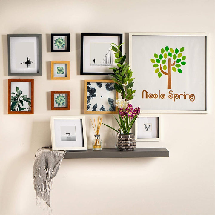 Nicola Spring 3D-Box Fotorahmen - 8 X 8 mit 6 X 6 Montierung - Weiss/Weiss - 5 Packung Von 5