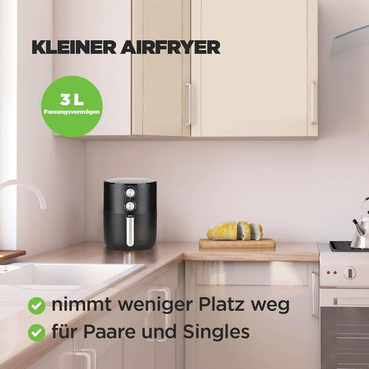 Rosmarino Infinity Essential - Effiziente 3L Heissluftfritteuse, Airfryer & Elektrogrill, Heissluftf