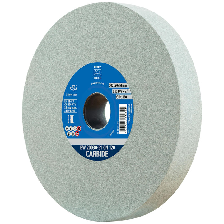PFERD Schleifbockscheibe CARBIDE, 200x30x32mm, SiC 120, 39008458 – Weiche, aggressive Schleifscheibe