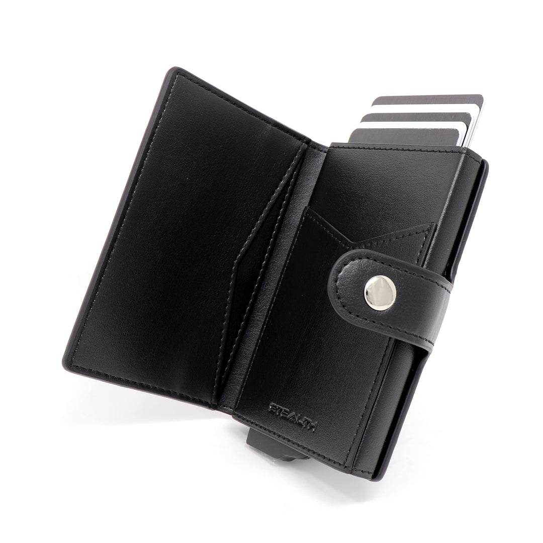 Stealth Wallet – Minimalistische Schlanke Leichte Pop-Up Kartenhalter – Kontaktlos Geschützte Sicher