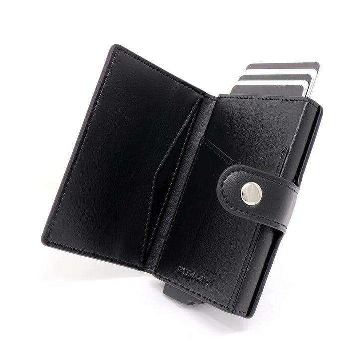 Stealth Wallet – Minimalistische Schlanke Leichte Pop-Up Kartenhalter – Kontaktlos Geschützte Sicher