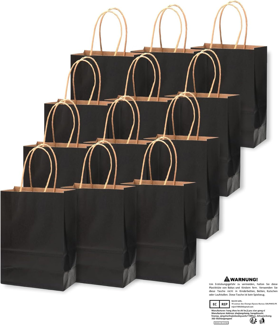Gcardist 50 Stück Mini-Geschenktüten Schwarz-Geschenktüten aus Papier mit Henkeln–Tasche Partygesche