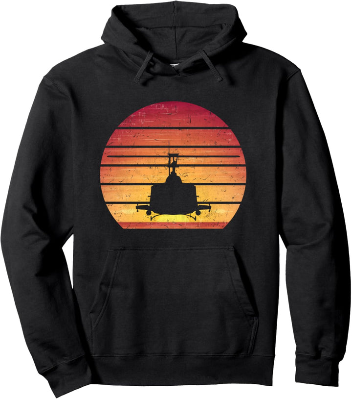 UH-1 Huey Retro Helikopter Vintage Style Vietnam Chopper Pullover Hoodie