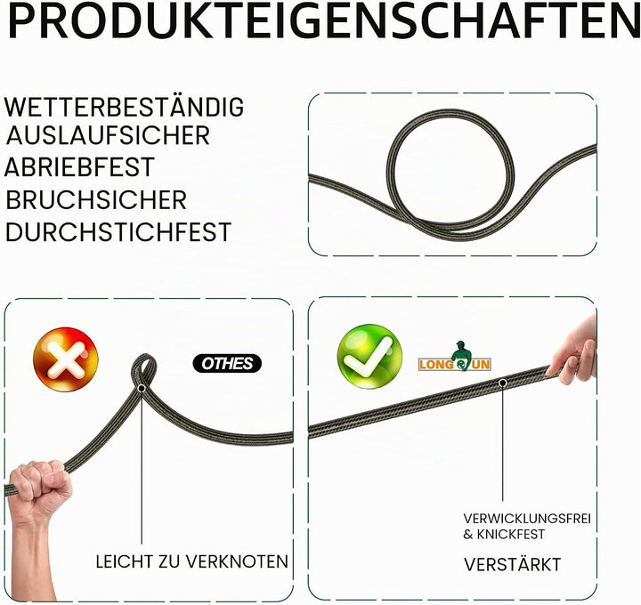 LONGRUN Gartenschlauch Aufroller mit freistehendem Gestell, 18,5M Schlauch und 1M Zulaufschlauch, Ga