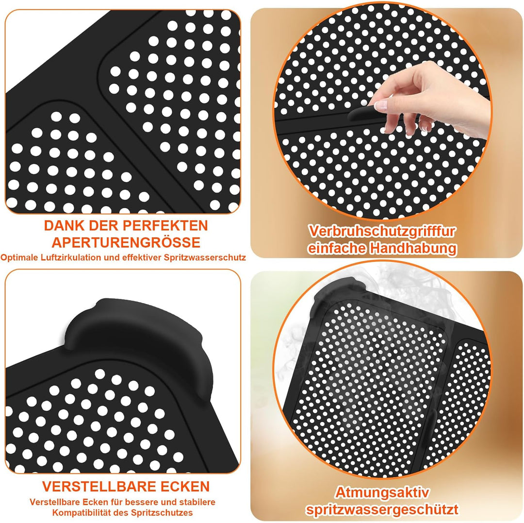 2 Stück Spritzschutz für Ninja Foodi Max Dual Zone AF400EU & AF451EU, Silikon Spritzschutz für Ninja
