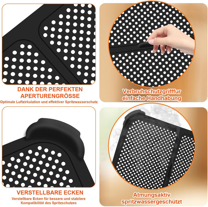 2 Stück Spritzschutz für Ninja Foodi Max Dual Zone AF400EU & AF451EU, Silikon Spritzschutz für Ninja