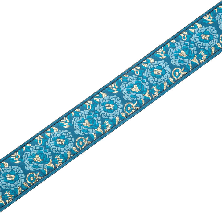 Levy's Leathers M8AS-BLU Asian Print Jacquard Weave Guitar Strap, Blue Blau, Blau