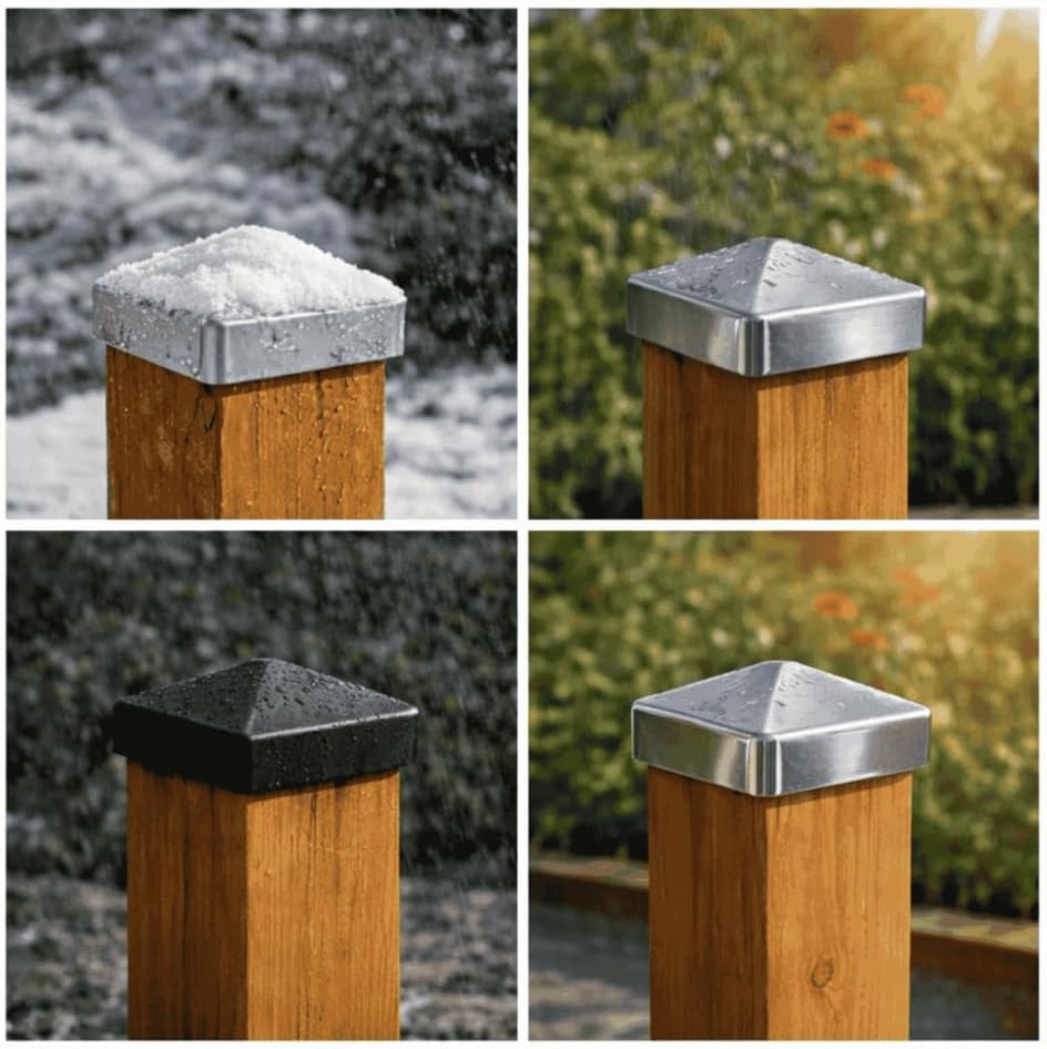 FeNau 10er Set Pfostenkappe 7x7 cm Edelstahl V2A matt - Holzzaun rostfrei inkl. 20 Schrauben Edelsta