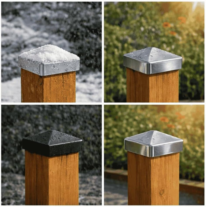 FeNau 10er Set Pfostenkappe 7x7 cm Edelstahl V2A matt - Holzzaun rostfrei inkl. 20 Schrauben Edelsta