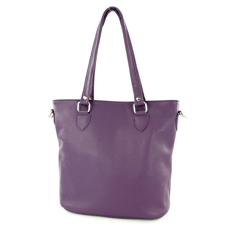 modamoda de - T215 - Italienische Ledertasche Shopper Large Lila, Lila