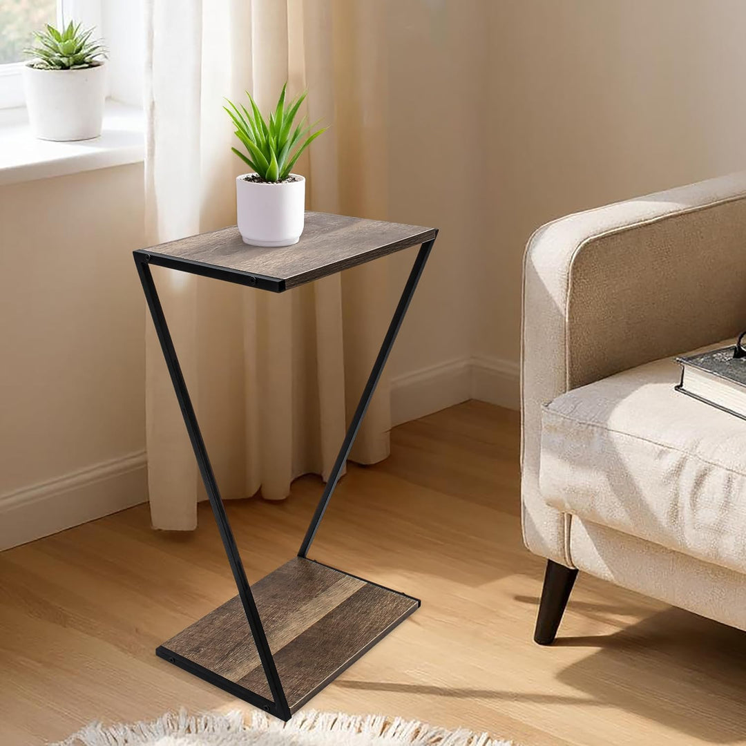 Spetebo Holz Pflanzenständer mit Metall Gestell - 50 x 29 cm - Tisch klein zum Zustellen und Dekorie