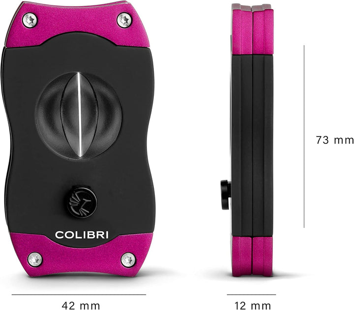 Colibri V-Cut Zigarrenschneider | Schwarz Mit Lilaakzenten |Federauslöser | Tiefer 7mm V-Schnitt | B