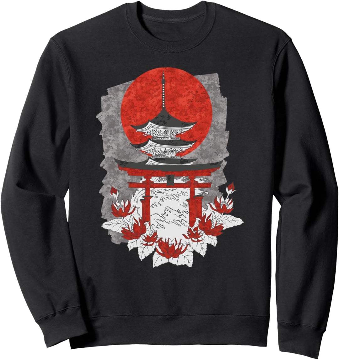 japanische Kunst schloss zeichnung im Comic stil Sweatshirt