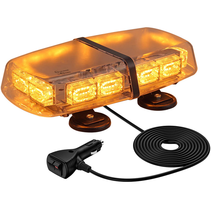 72 LED Rundumleuchte, 12/24V Amber Warnleuchte Warnblinkleuchte 7 Modi Warnlicht, E Zulassung, Blink