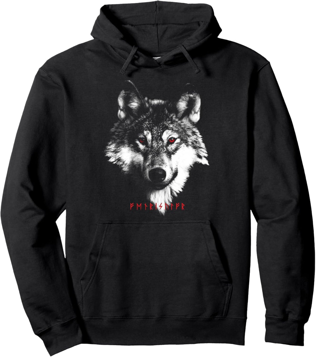Walhalla & Fenriswolf I Valknut Odin & Rune I Wikinger Wolf Pullover Hoodie