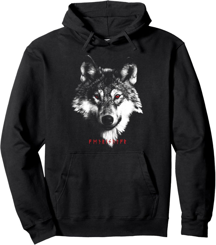 Walhalla & Fenriswolf I Valknut Odin & Rune I Wikinger Wolf Pullover Hoodie