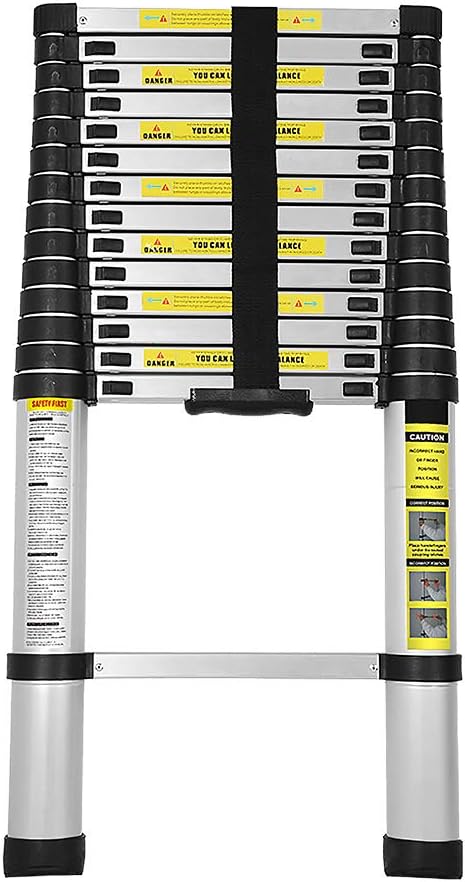 Eulenke 4,4M Teleskopleiter - Rutschfester Multifunktionsleiter 150 kg Belastbarkeit - Aluleiter Hau
