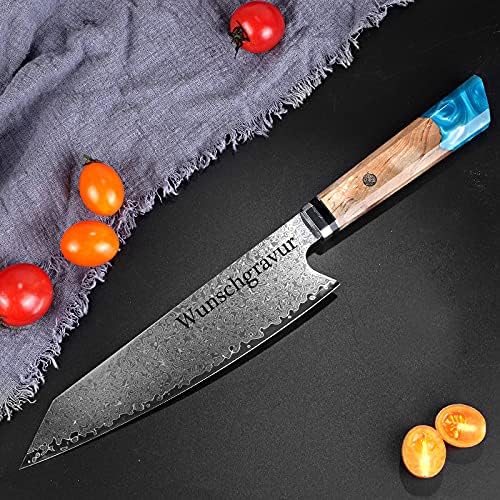 polar-effekt Damastmesser 20 cm Japanmesser 67 lagig mit gravierten Wunschname - personalisiert mit