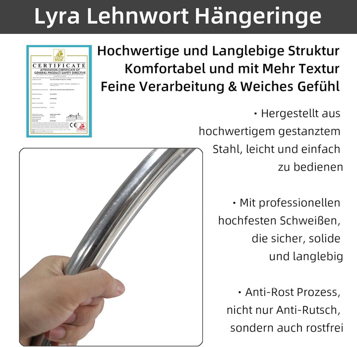 Aerial Hoop Set, Professional Aerial Lyra Hoop, 85cm/95cm/100cm 5 Grössen Edelstahl Single Point Aer