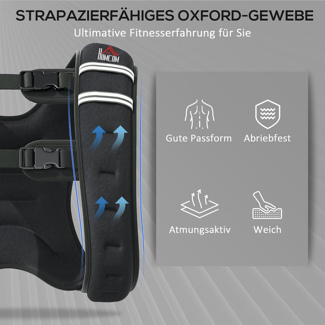 HOMCOM Gewichtsweste Weight Vest verstellbar für Gewicht Tranning Krafttrainning Mann/Frau Oxford-Ge