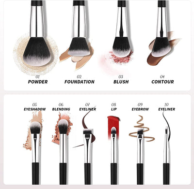 DUcare Make up Pinsel Set 10 Stücke professionelle Schminkpinsel set Mit Kosmetiktasche Premium Synt