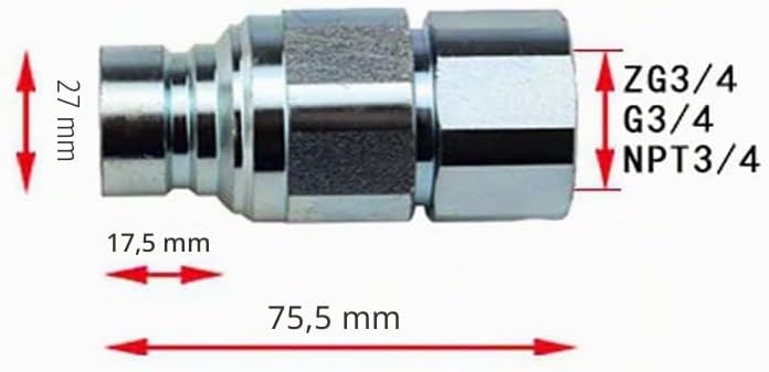 Hydraulische Schnellkupplungen, flache Oberfläche, BSP, Schnellentriegelungs-Anschluss, G3/4 Ausseng