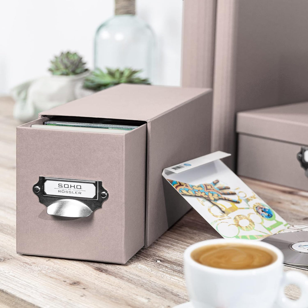 Rössler 1327452490 - S.O.H.O. Aufbewahrungs CD-Schubladenbox, mit beschriftbarem Einsteckschild und