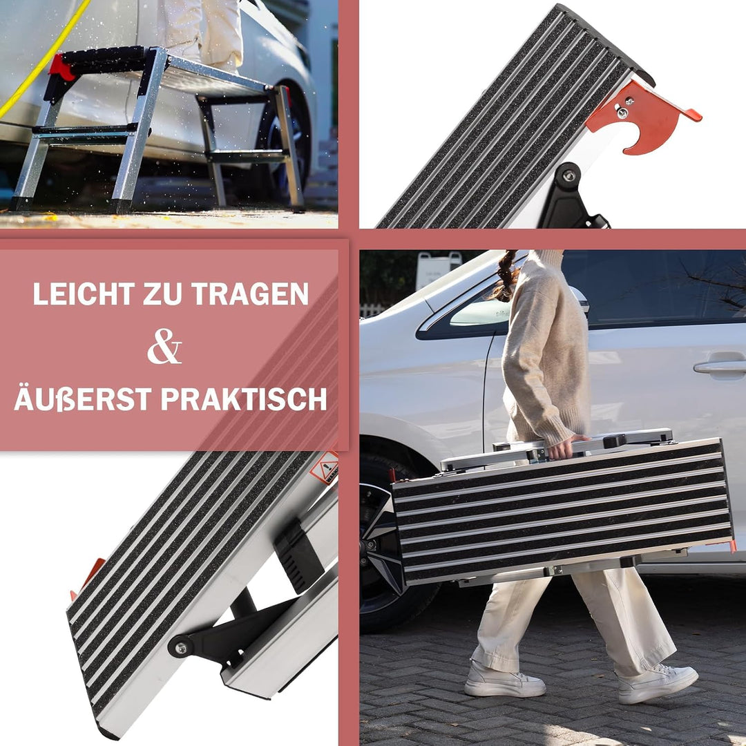 XinSunho Alu Arbeitsplattform, Klappbar Arbeitsbühne bis 150 kg, Arbeitstritt mit Sicherheitsschlöss