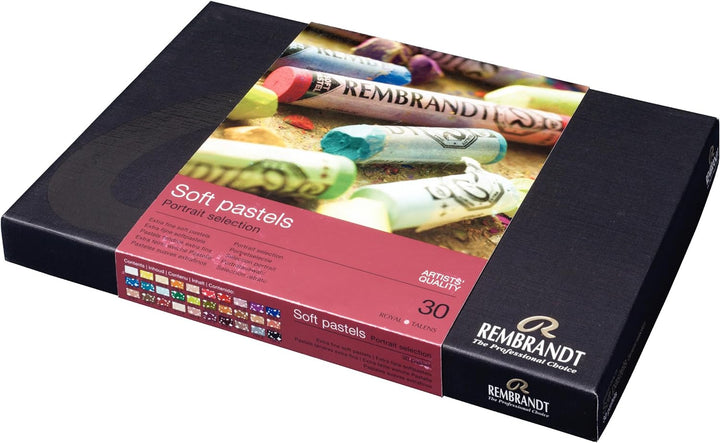 REMBRANDT Royal Talens Soft Pastels General Wood Box Set, 30 Sticks