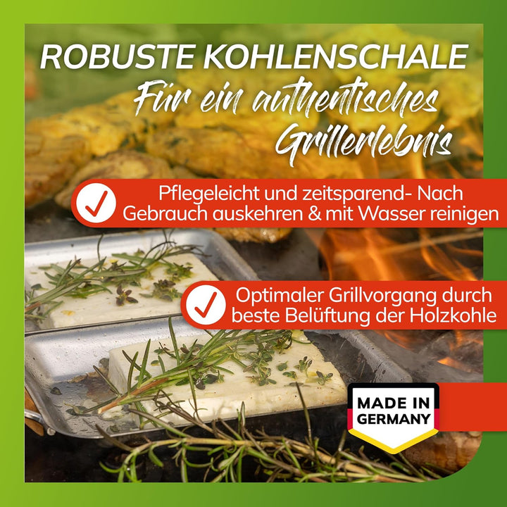 bellissa – Kohlenschale für Gabionen-Feuerstellen & Schwenkgrills 65x10cm – Robuste Feuerschale aus