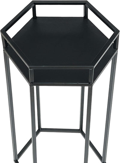 DanDiBo Blumenhocker Metall Schwarz 6eck Blumenständer Beistelltisch 96453 Blumensäule Pflanzenhocke